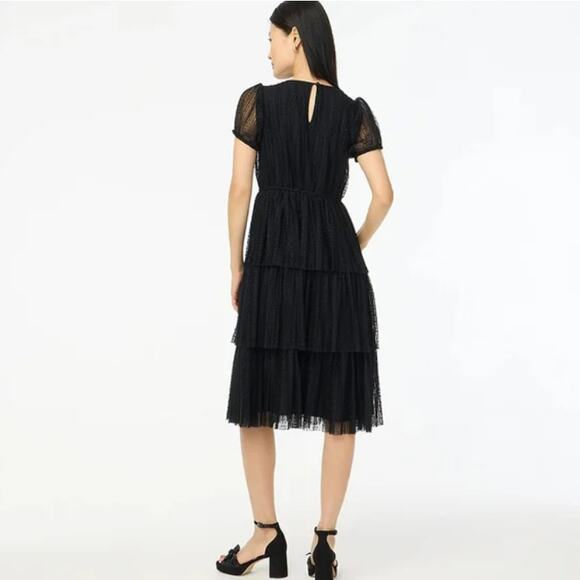 NWT J Crew Pleated Flock-Dot Puff-Sleeve Dress - Picture 2 of 10